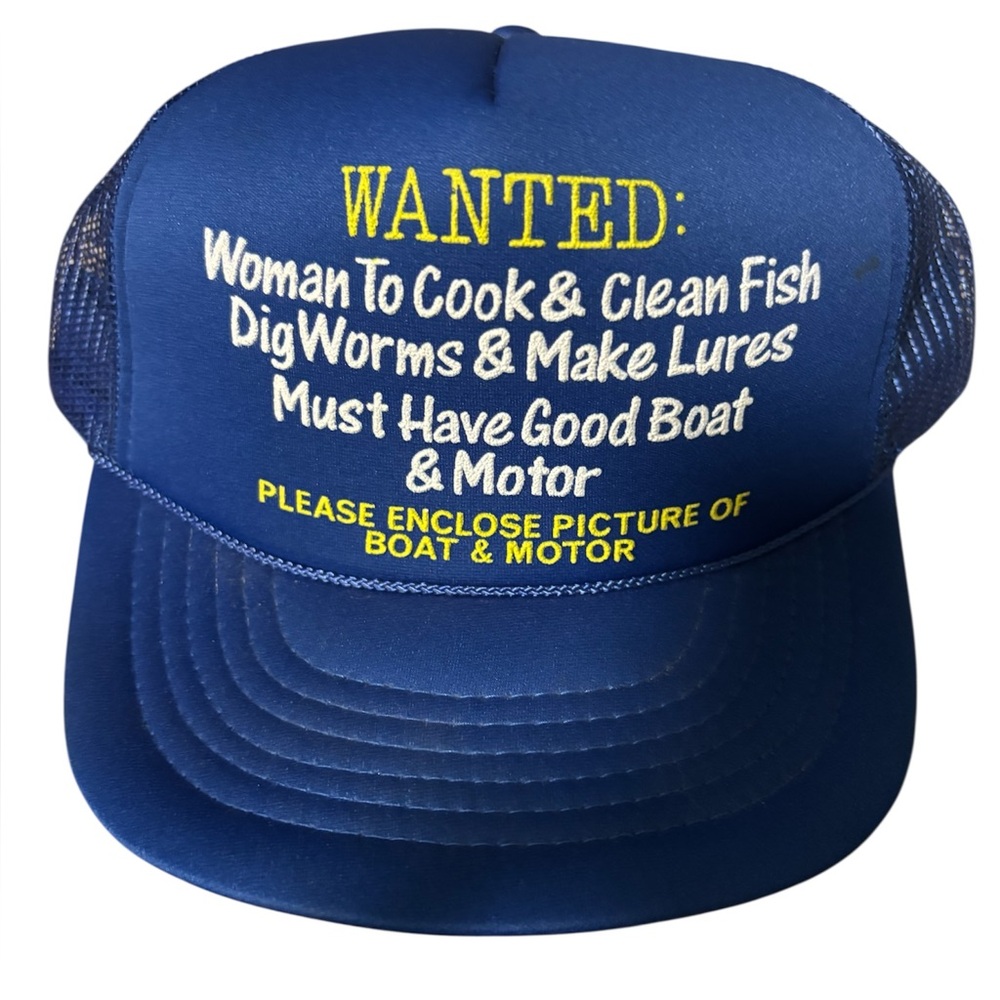 Vintage Sassy Blue Mesh Trucker Hat with Yellow Text